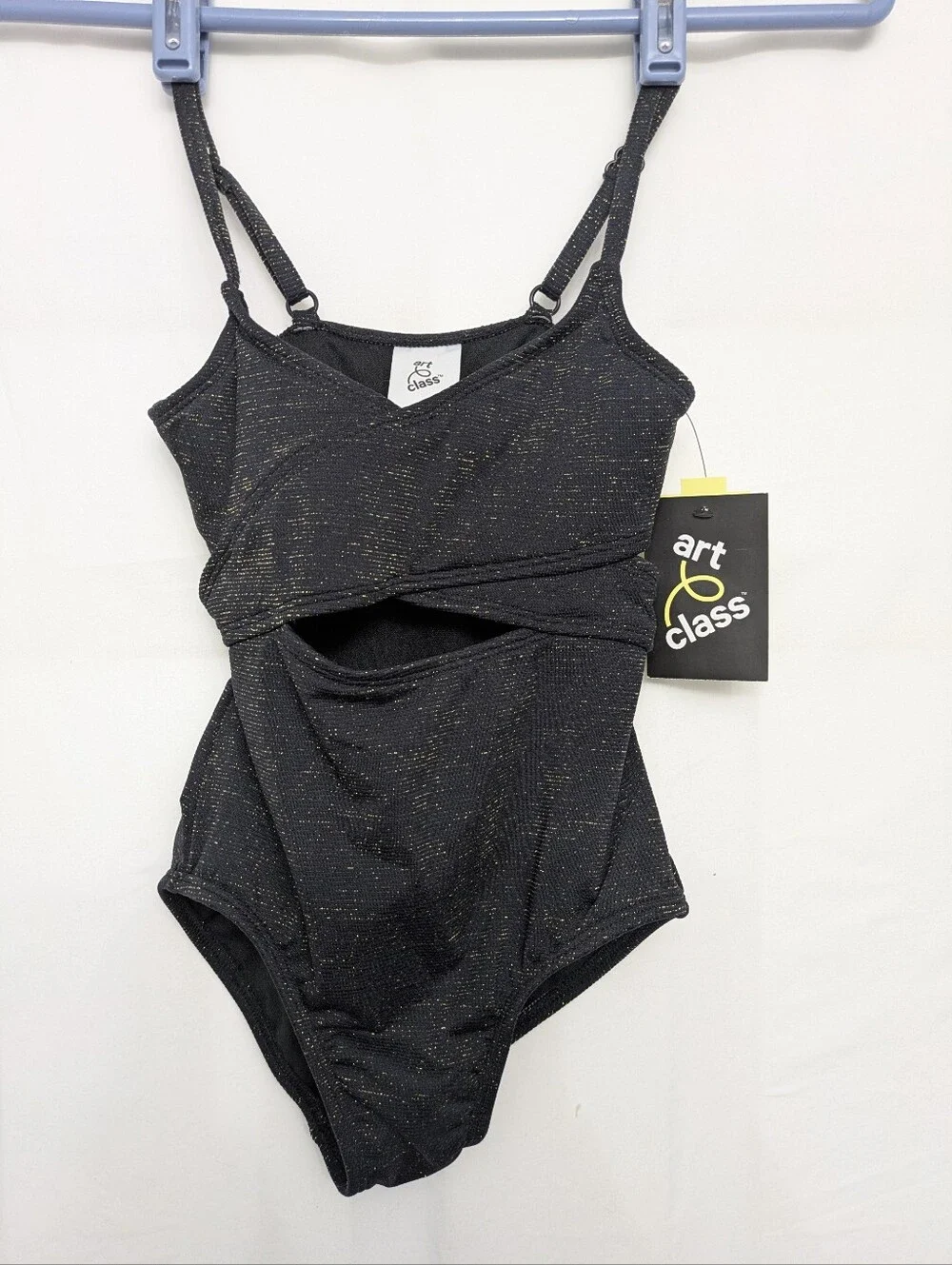 art class Black One-Piece Swimsuit with Gold Sparkle